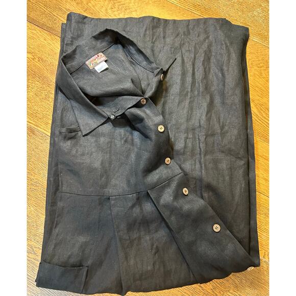 April Cornell for Cornell Trading Black 100% Linen Shirt Dress Oversized Medium - Picture 11 of 12